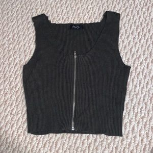 ANGL zipper ribbed tank top